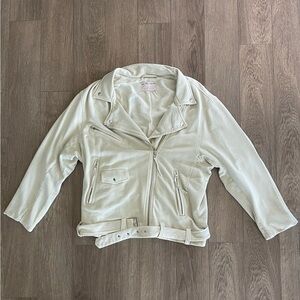 Free People Rebel Knit Moto Jacket in Vanilla Creme